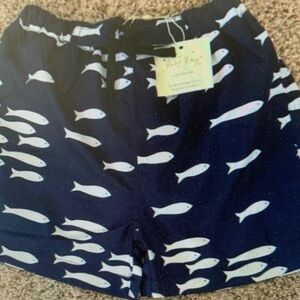 Kids Swim Shorts with Fish Print - Blue